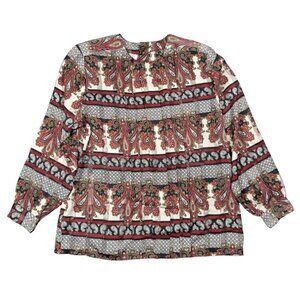 Nicola Vintage Long-sleeved paisley black & red print blouse | 10P